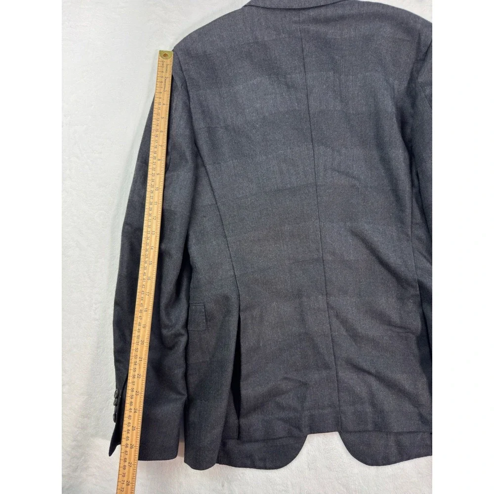 Z Zegna Mens 52L Charcoal Grey Wool Silk Herringbone Blazer Jacket Drop 8 Deco